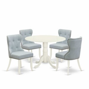 HomeStock 5-Piece Buttermilk & Cherry Finish Solid Wood Top Dining table with 4 Chairs - 1 of 4