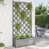 vidaXL Solid Fir Wood Planter with Trellis - Raised Garden Bed for Patio/Terrace, Grey, 35.4"x13.8"x70.9" - 2 of 4