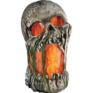 Halloween Express  12 in Light-Up Animated Flaming Rotted Skull Decoration - 1 of 4