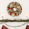 Coucheta 18 Inch Pre-Lit Christmas Wreath - Battery Operated Hanging Ornament with Lights, Balls, Berries, Bow Knots, Red+Gold - 2 of 4