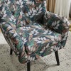 Polyester Wingback Armchair with Button-Tufted Back and Oak Wood Legs - 3 of 4