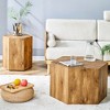 GlasFlength Accent Table Sets Coffee Table with Complex Texture Patterns, Stylish and Durable Design for Living Room, Patio, Brown, 27"*27"*16.5" - 2 of 4