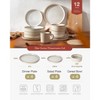 Itopfox Star Dinnerware Set for 4 12-Piece Ribbed Plates and Bowls Chip & Scratch Resistant Microwave & Dishwasher Safe Tableware in Cappuccino White - 2 of 4