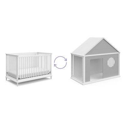 Motherly by Storkcraft Timeless 5-in-1 Convertible Crib with Bonus Playhouse, GREENGUARD Gold Certified - White