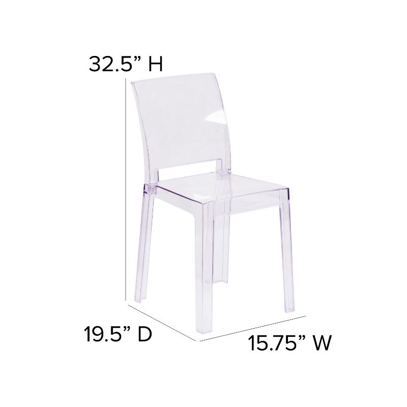 Emma and Oliver Ghost Chair with Square Back in Transparent Crystal, 5 of 13