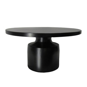 The Urban Port 30" Round Coffee Table with Pedestal Base Sleek Modern Silhouette Matte Black Powder Coated Metal Black - 1 of 4