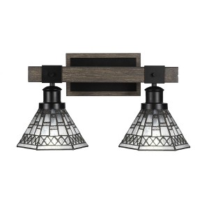 Toltec Lighting Tacoma 2 - Light Vanity in  Black/Painted Wood with 7" Pewter Art Glass Shade - 1 of 1