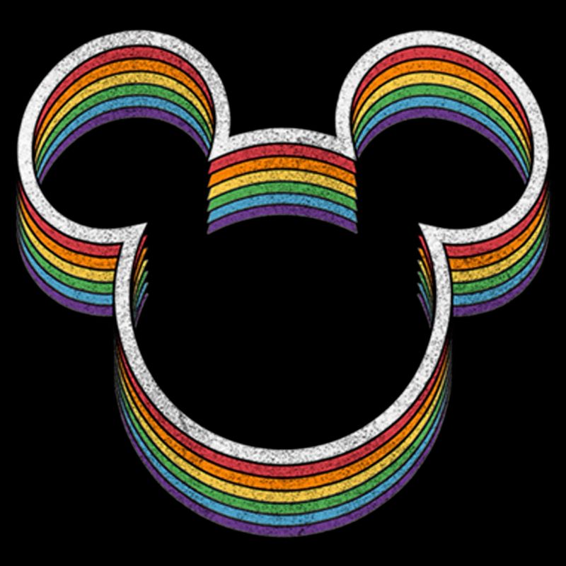 Girl's Mickey & Friends Rainbow Silhouette Logo Crop T-Shirt, 2 of 4