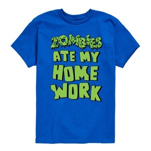 Boys' - Instant Message - Zombies Ate My Homework Short Sleeve Graphic T-Shirt - 1 of 4