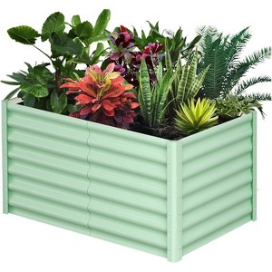Galvanized Raised Garden Bed, Outdoor Large Planter Raised Beds Open Base with Safety Edge and Glove for Vegetables Flowers Ground Planter - 1 of 4