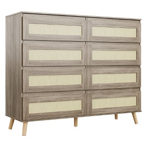 7-Drawer Modern Farmhouse-Style Bedroom Cabinet Natural Wooden Clothing Storage Cabinet with Storage Drawers Ideal for Entryways and Living Rooms - 1 of 4