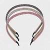 Hair Essentials Women's 3-Pack Pearl Embellished Headbands - Multi-Color (Pink, White, Gray) - Women’s Hair Accessories for Stylish Everyday Looks - 4 of 4