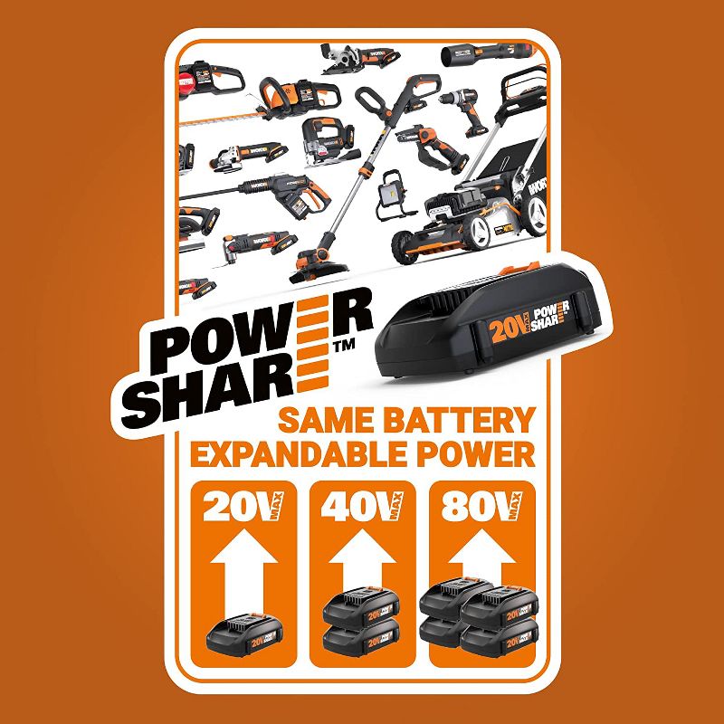 Worx WG349.9 20V Power Share 8" Pole Saw with Auto-Tension (Tool Only), 3 of 10