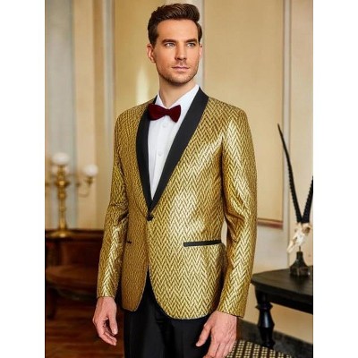 COOFANDY Men's Tuxedo Jacket Slim Fit Shawl Lapel Blazer One Button Suit Jackets for Party Prom Wedding Dinner Shiny Blue XL — фото 7
