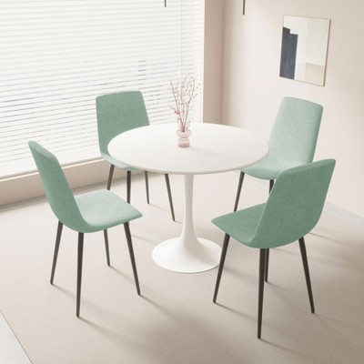 NicBex 31.5 Inch Round Dining Table Set with 4 Upholstered Dining Chairs,Modern Kitchen Table & Side Chairs,Metal Legs,Suitable for Dining Room