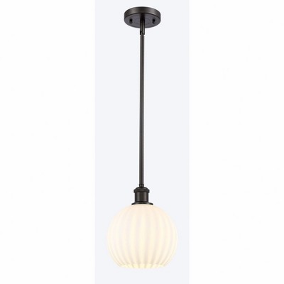 White Venetian - 1 Light Stem Hung Mini Pendant In Modern Style-10 Inches Tall and 8 Inches Wide