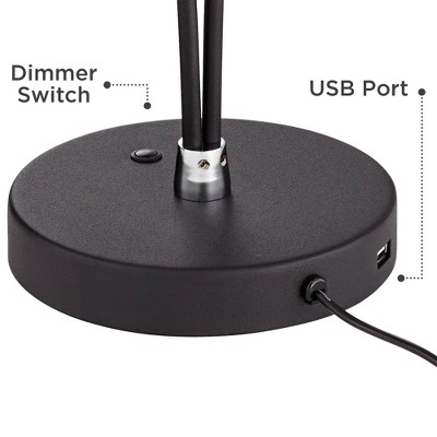 Satin Black Adjustable Metal Desk Lamp with USB Port