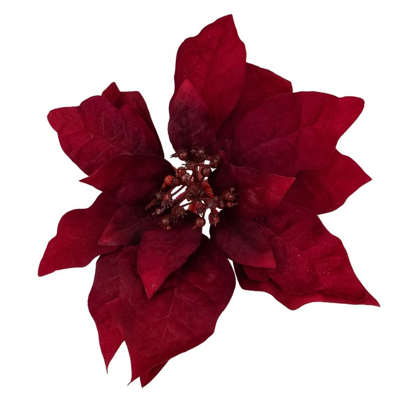 Northlight 18” Red Velvet Poinsettia Artificial Christmas Stem, 4 of 5