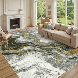 Washable Area Rugs for Living Room, Modern Abstract Rug Ultra Soft Non Slip Low Pile Rug, Bedroom Dining Room Kitchen Decor - 1 of 4