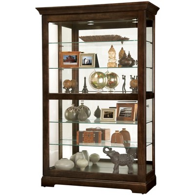 Espresso Finish Lighted Curio Cabinet with Glass Shelves