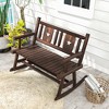 Tangkula 2PCS Carbonized Wood Rocking Bench Double Rocking Chair for 2 Persons w/ Wide Curved Seat - 4 of 4