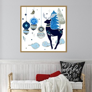 Amanti Art 30"x30" Goodnight Reindeer II by Melissa Wang Framed Canvas Wall Art Print - 1 of 4