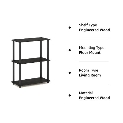 Espresso Black 3-Tier Compact Multipurpose Display Shelf