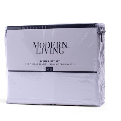 True White 300 Thread Count Cotton Full Sheet Set