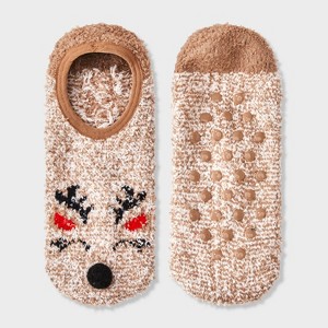 Women's Chrstimas Cozy Liner Socks with Grippers - Wondershop™ - 1 of 3