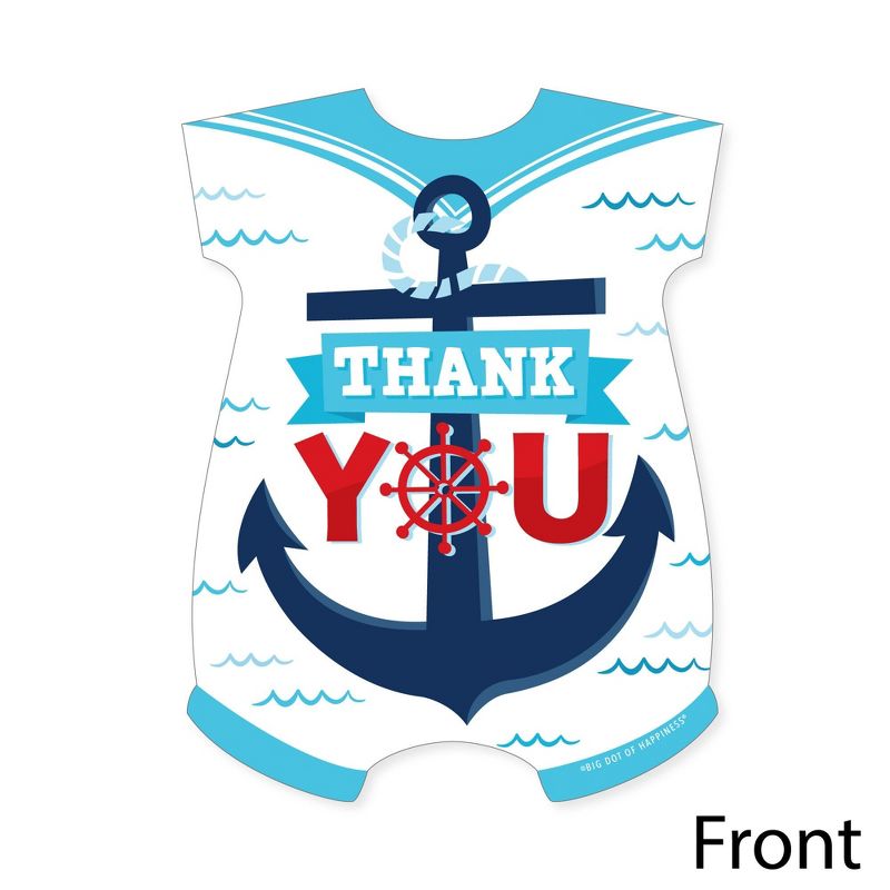 Big Dot of Happiness Ahoy It's a Boy - Shaped Thank You Cards - Nautical Baby Shower Thank You Note Cards with Envelopes - Set of 12, 3 of 8
