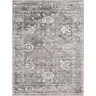 Mark & Day Kedrick 6'7"x9' Rectangle Woven Indoor Area Rugs Gray/Charcoal/White: Stain-Resistant, Botanical Pattern, Indoor Use