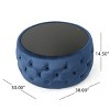 GDFStudio Ivy Glam Velvet Tufted Coffee Table Ottoman with Tempered Glass - 3 of 4
