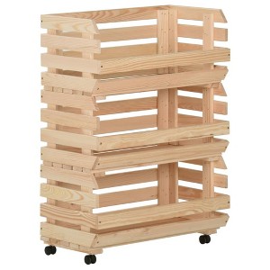 vidaXL Vegetable Trolley 22.4 in.x11.8 in.x31.5 in. Solid Wood Pine - 1 of 4