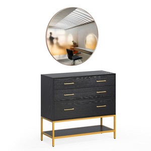 Karl Home Salon Styling Storage Station with Mirror and 3 Drawers 1 Open Shelf - 1 of 4