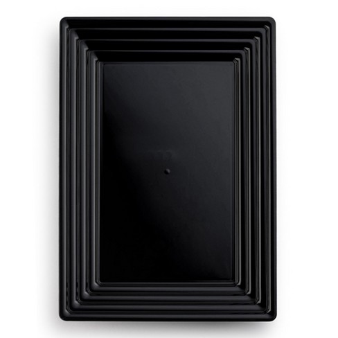 Smarty Had A Party 11" x 16" Black Rectangular with Groove Rim Plastic Serving Trays (24 Trays) - image 1 of 1