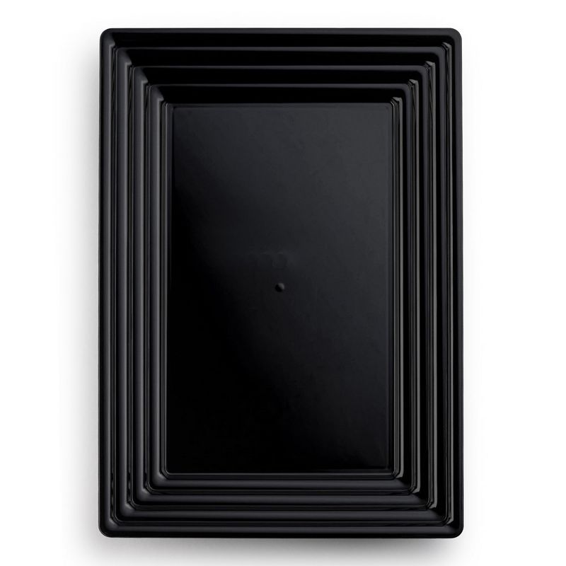 Smarty Had A Party 9" x 13" Black Rectangular with Groove Rim Plastic Serving Trays (24 Trays), 1 of 4