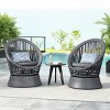 Outdoor Patio Wicker Lounge Chair, Wicker Chaise with Stylish Round Design, Lounge Chair with Iron Frame and PE Cushions-Coolbibila - 2 of 4