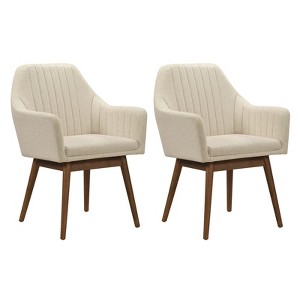 Costway Dining Chairs Set of 2 Upholstered Accent Chairs with Comfy Padded Backrest Beige/Black/Gray - 1 of 1
