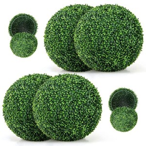 Resenkos Set of 2 20-Inch Artificial Boxwood Topiary Spheres, UV Resistant for Patio, Green - 1 of 4
