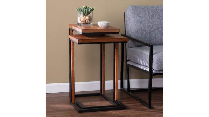 Set of 2 Horsmere Nesting C Tables Black/Brown - Aiden Lane, 2 of 12, play video
