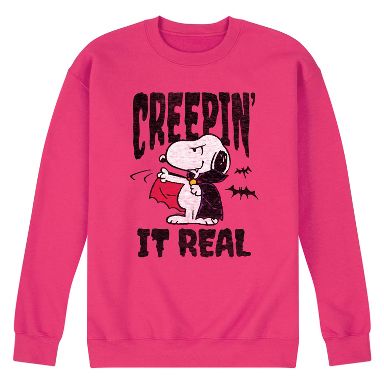 PEANUTS×RHC Sweat Collection Men's Peanuts Creepin It Real Graphic Fleece Sweatshirt - Magenta