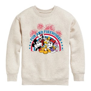Boys' - Disney - Fun And Fireworks Graphic Long Sleeve Fleece Sweatshirt - 1 of 4