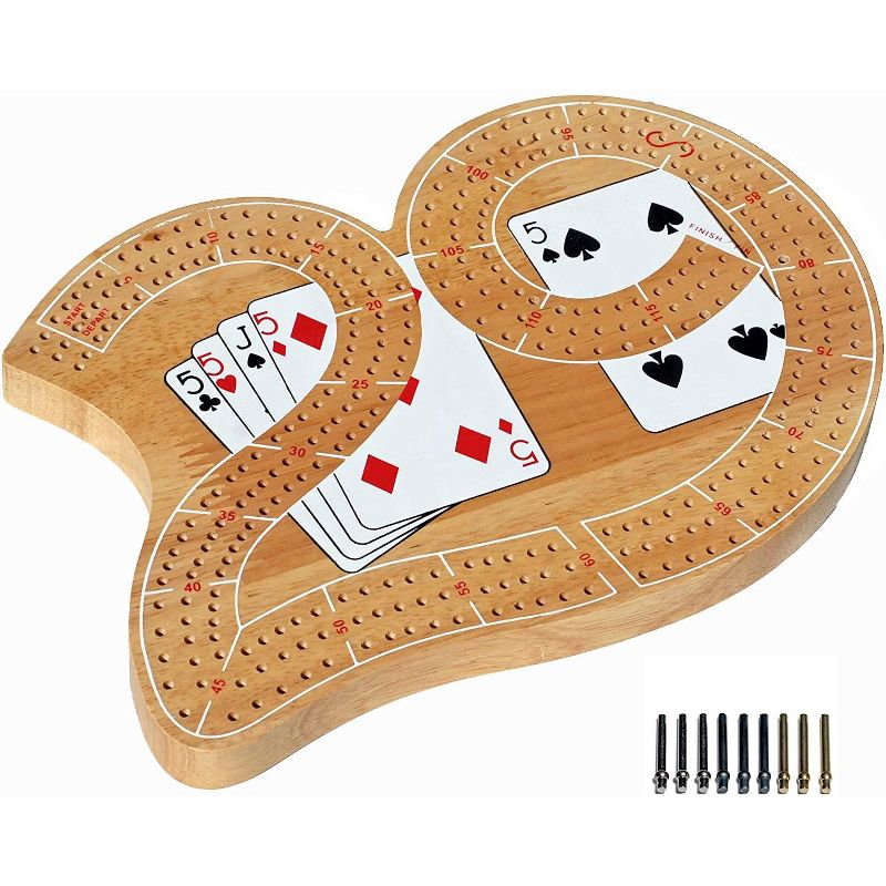 WE Games 29 Cribbage Set - Solid Wood  Board with Metal Pegs, 1 of 5