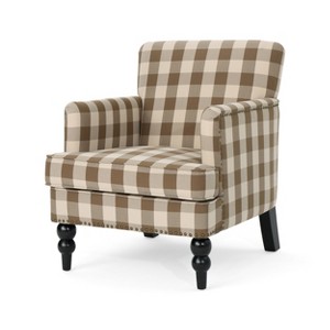 Harrison Tufted Club Chair Brown Checkerboard - Christopher Knight Home