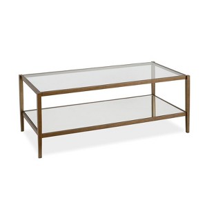 Modern Rectangle Coffee Table in Brass and Gold with Mirrored Shelf - Henn&Hart - 1 of 4