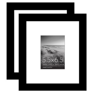 Americanflat 5.5x6.5 Picture Frame with Polished Plexiglass - Set of 2 - Use as 2.5x3.5 Frame with Mat or 5.5x6.5 Frame Without Mat - Black - 1 of 4