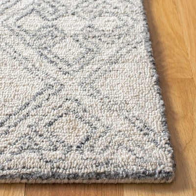 Gray Abstract Handmade Wool Square Area Rug