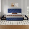 Modern Upholstered Bed Frame with Footboard, Adjustable Headboard, 4 Drawers Wooden and Slats Support - 4 of 4