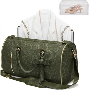 Stylish Convertible Carry On Garment Bag for Women, PU Leather Duffle with Shoe Compartment & Toiletry Pocket - 1 of 4