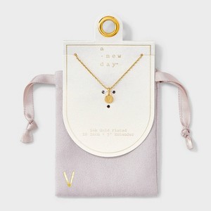 14K Gold Plated Round Initial Pendant Necklace - A New Day™ - 1 of 4